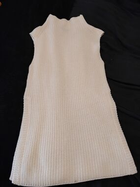 Streetwear Society Cream Sleeveless Turtleneck Knit Tunic